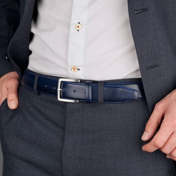 Premium Blue Leather Belt